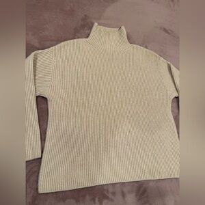 Women's Cream Turtleneck Sweater